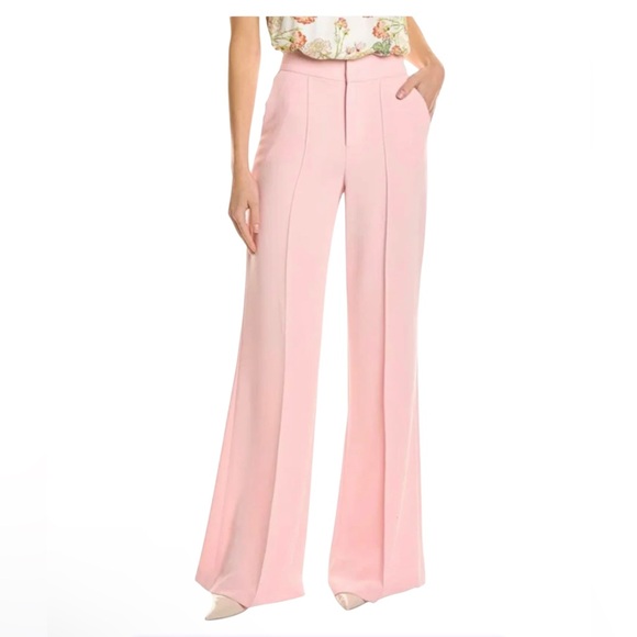 Alice + Olivia Dylan High Rise Wide Leg Pink Flare Pants Tailored‎ Silhouette 12 - Picture 1 of 14